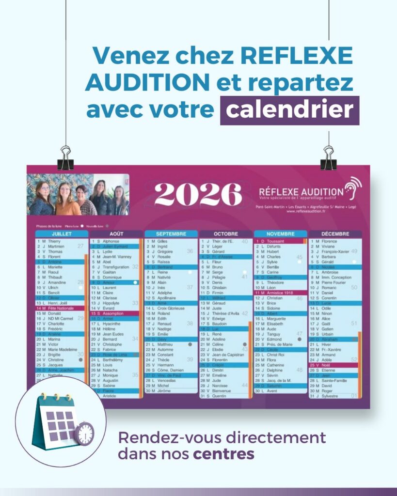 CALENDRIER REFLEXE AUDITION 2026
