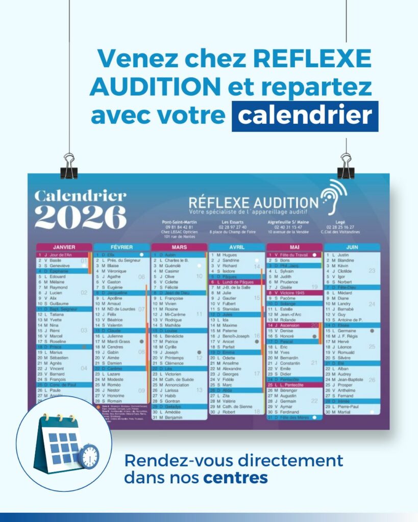 Calendriers 2026 - Réflexe Audition